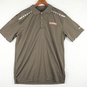 Uline Polo Mens Medium Brown Workwear Performance Athletic Short Sleeve